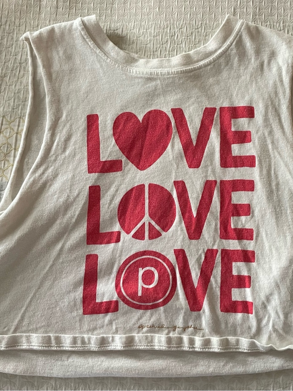 Spiritual Gangster White Crop Tank with Pink LOVE Graphic